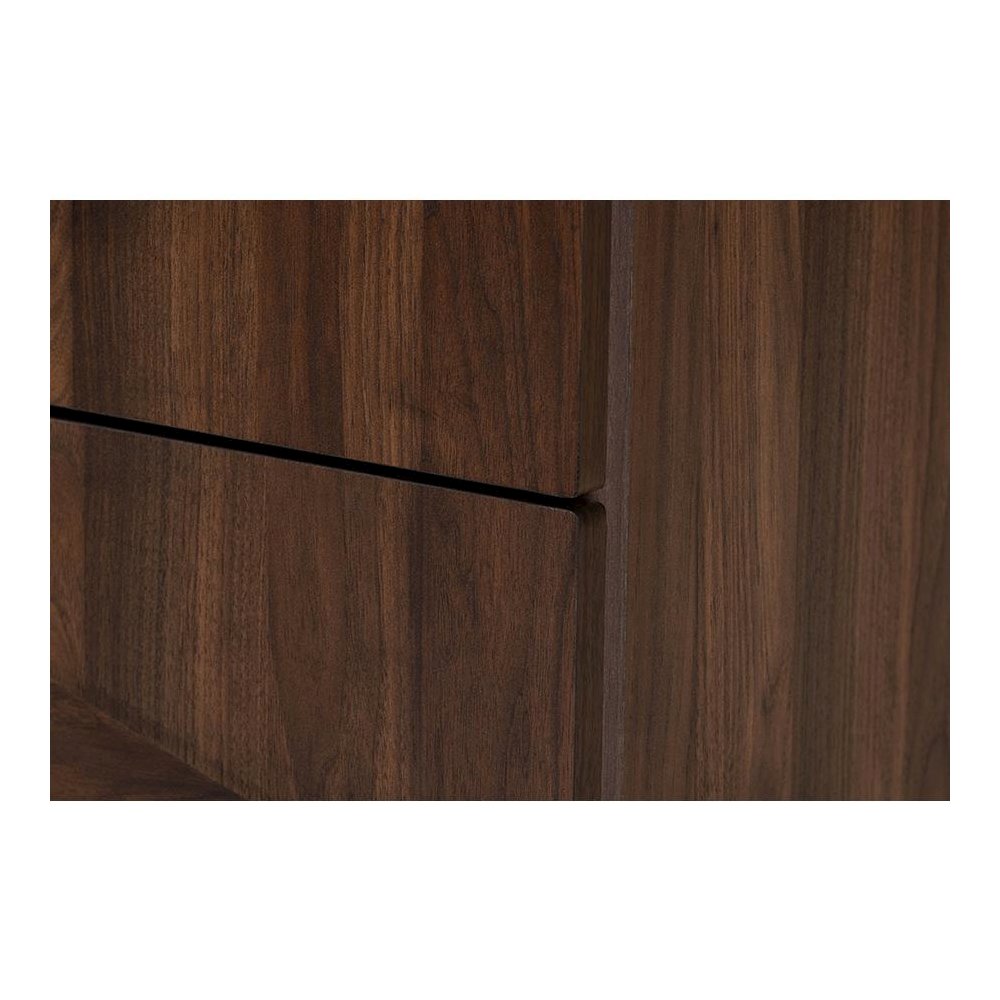 Transitional Walnut Brown Finished Wood 2-Drawer Nightstand. Picture 5