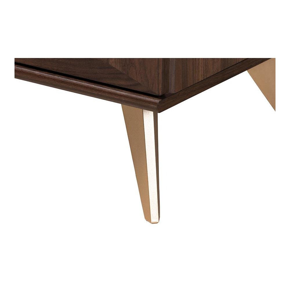 Transitional Walnut Brown Finished Wood 2-Drawer Nightstand. Picture 6