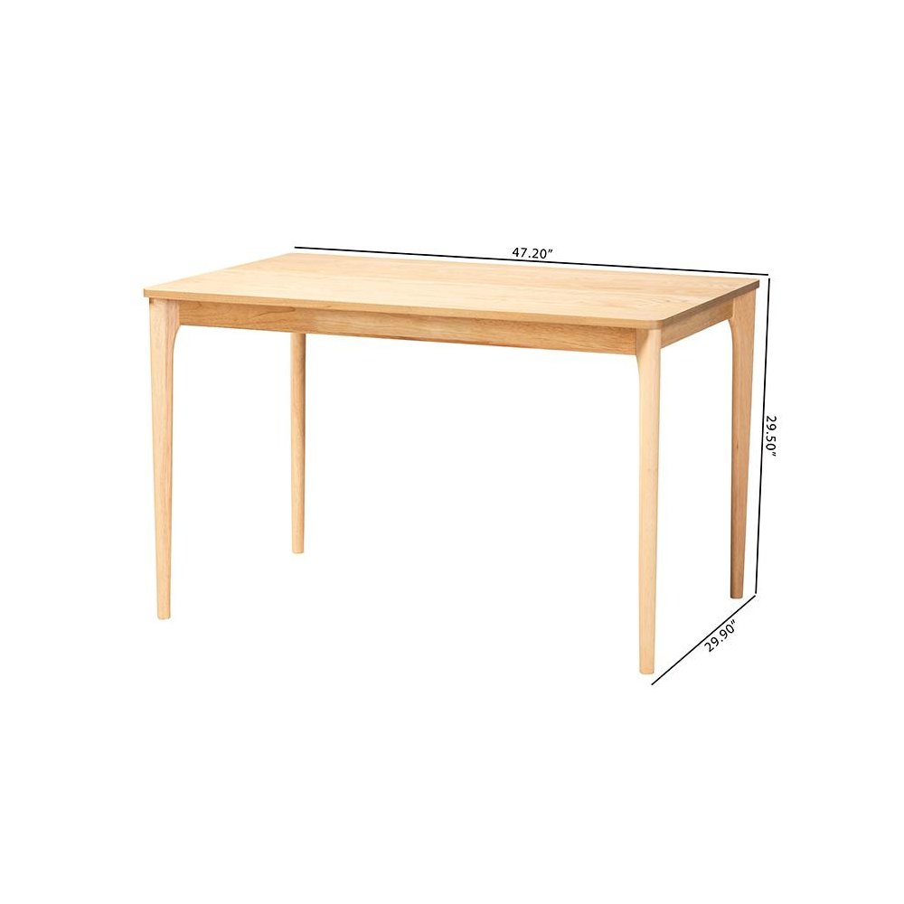 Baxton Studio Sherwin Mid-Century Modern Natural Oak Finished Wood Dining Table. Picture 9