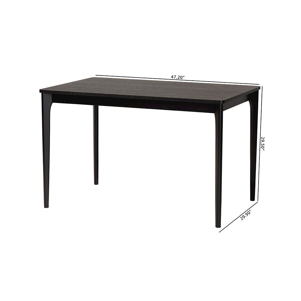 Baxton Studio Sherwin Mid-Century Modern Black Finished Wood Dining Table. Picture 9