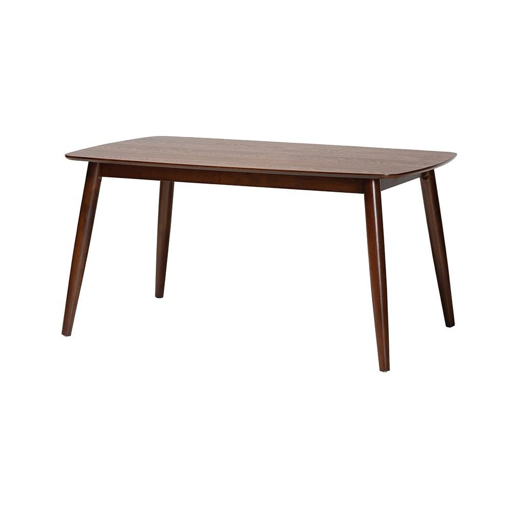 Baxton Studio Flora Mid-Century Modern Walnut Brown Finished Wood Dining Table. Picture 1