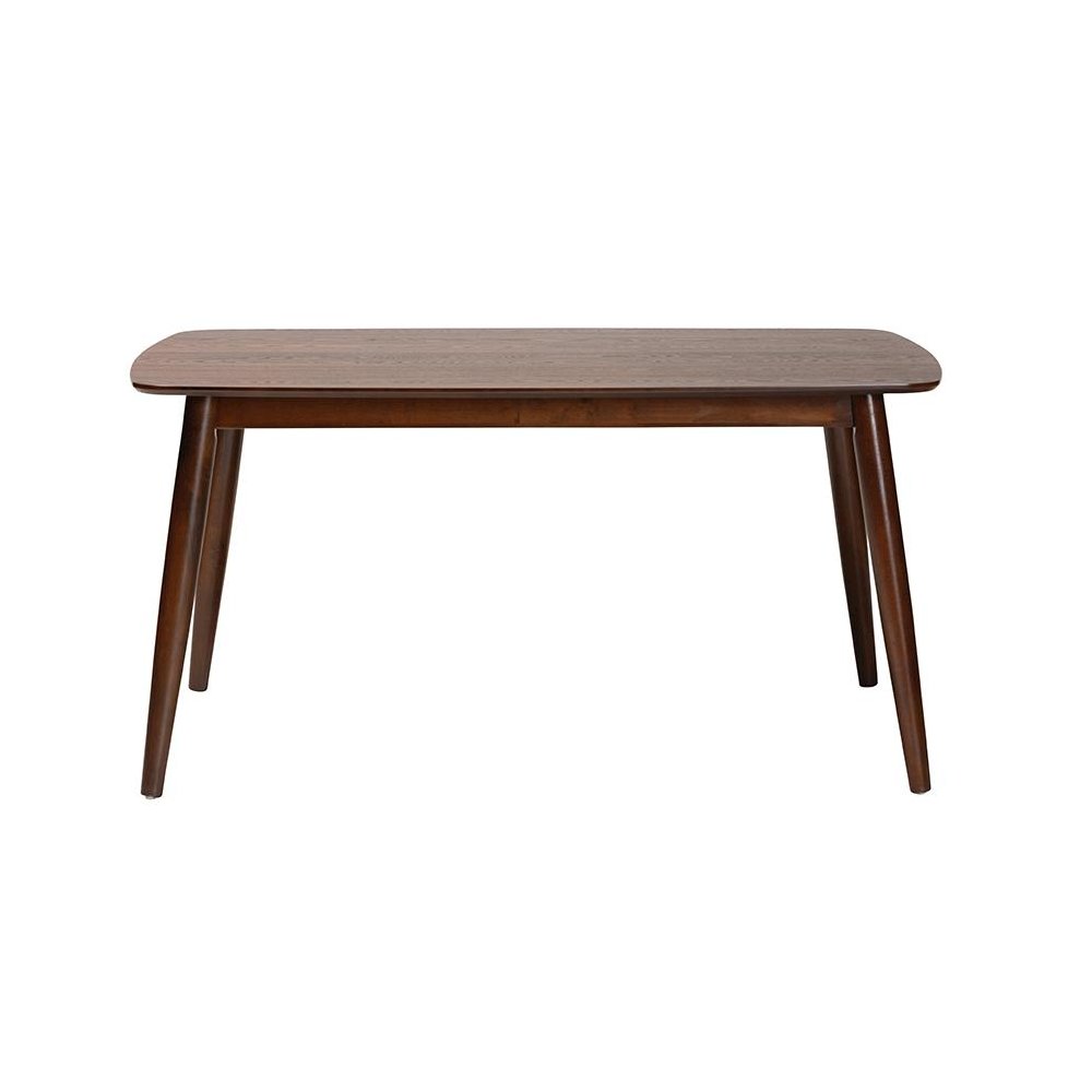 Baxton Studio Flora Mid-Century Modern Walnut Brown Finished Wood Dining Table. Picture 2