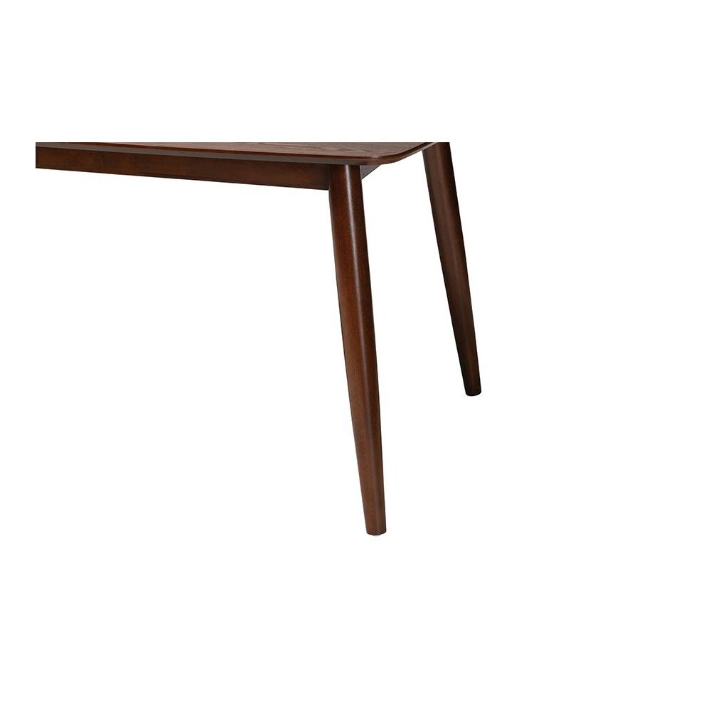 Baxton Studio Flora Mid-Century Modern Walnut Brown Finished Wood Dining Table. Picture 4