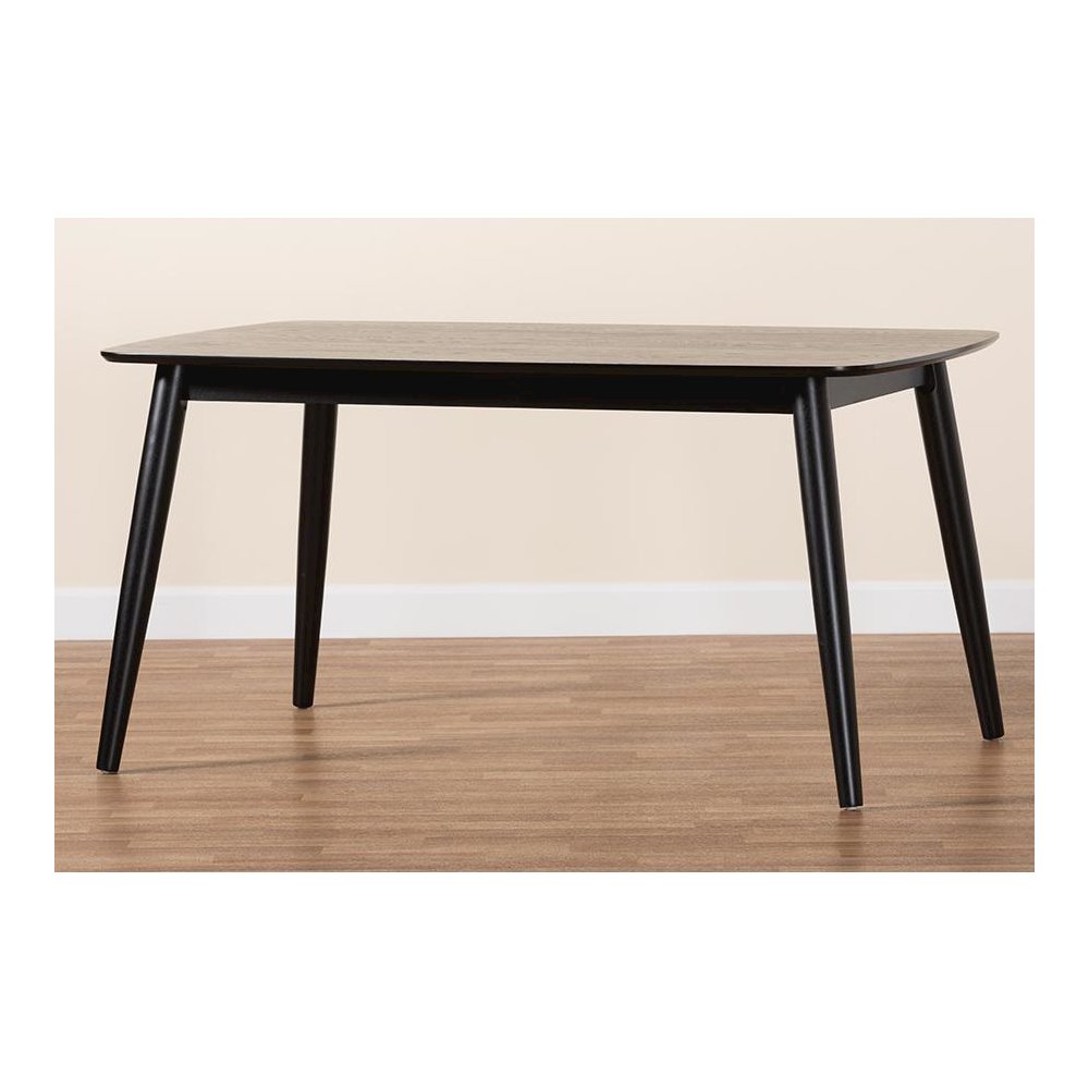 Baxton Studio Flora Mid-Century Modern Black Finished Wood Dining Table. Picture 8