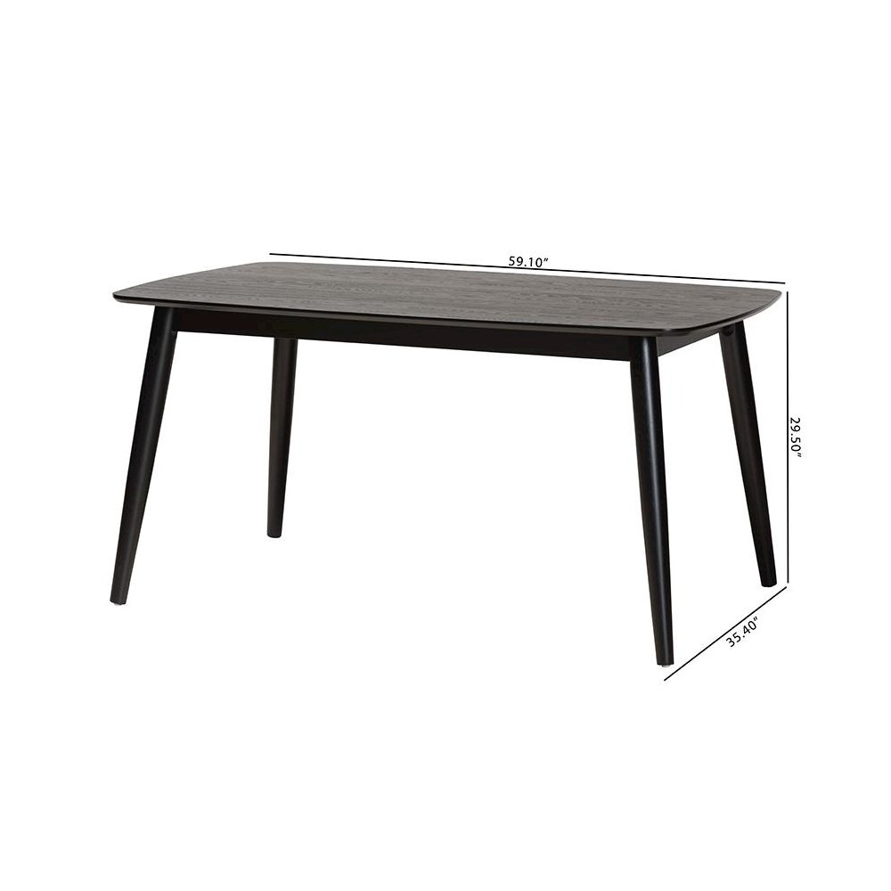Baxton Studio Flora Mid-Century Modern Black Finished Wood Dining Table. Picture 9