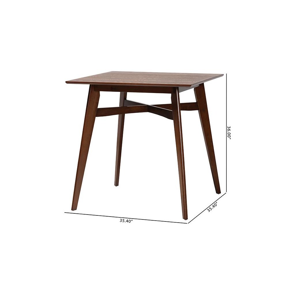 Leena Mid-Century Modern Walnut Brown Finished Wood Counter Height Pub Table. Picture 8