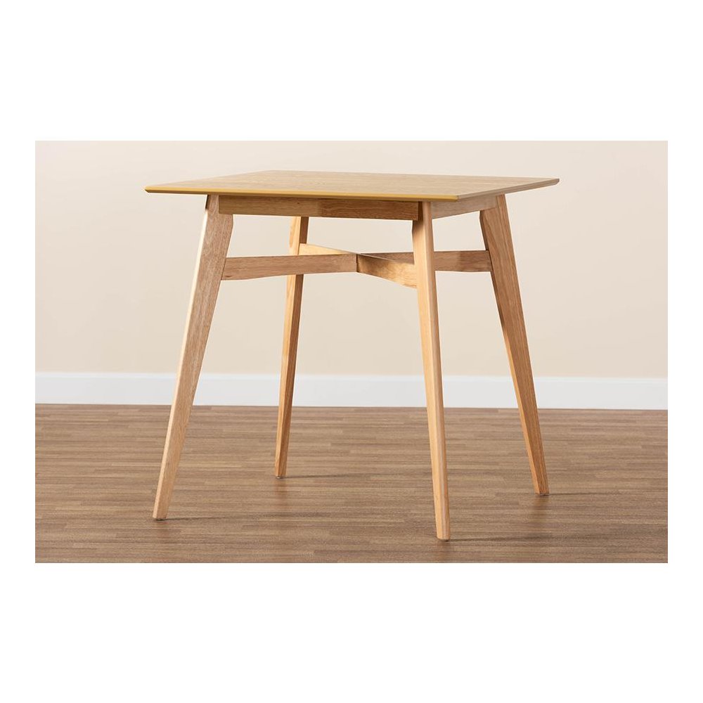 Leena Mid-Century Modern Natural Oak Finished Wood Counter Height Pub Table. Picture 7