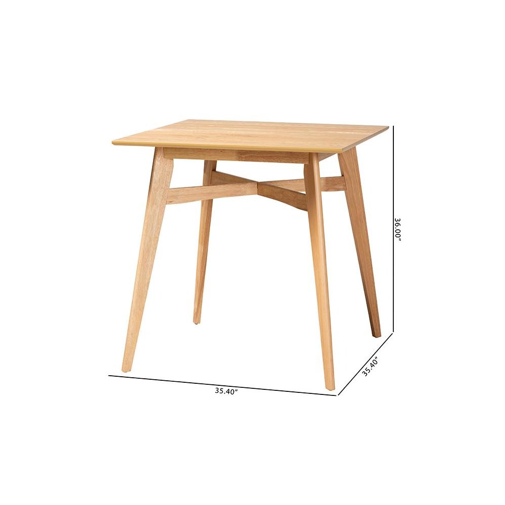 Leena Mid-Century Modern Natural Oak Finished Wood Counter Height Pub Table. Picture 8