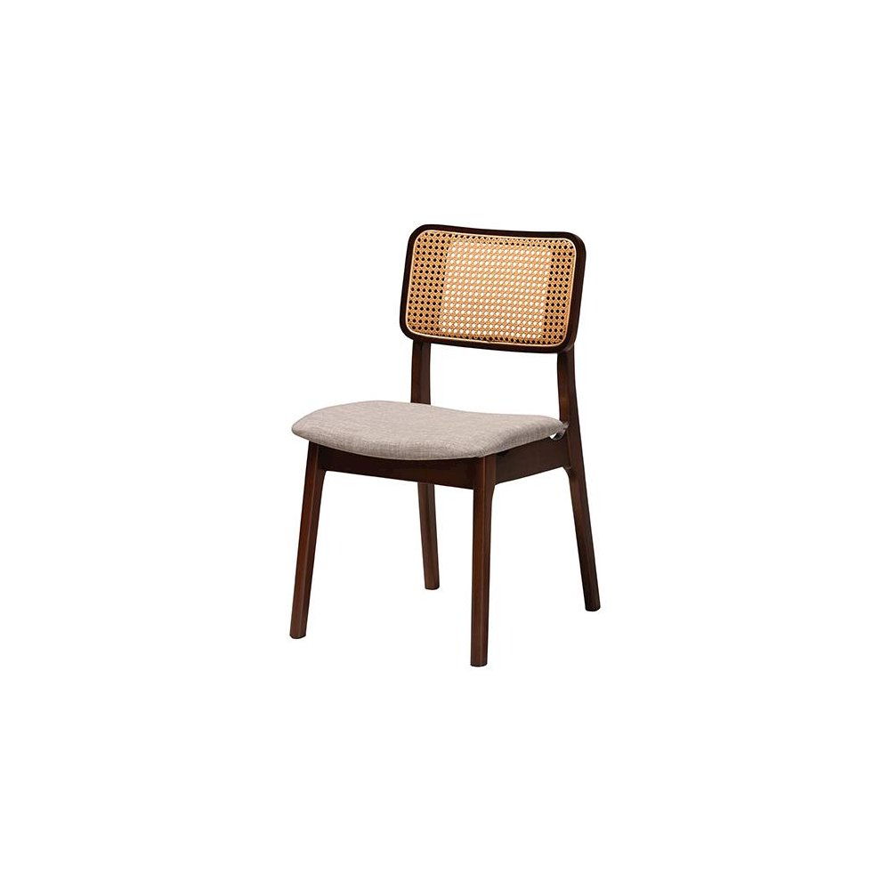Grey Fabric and Walnut Brown Finished Wood 7-Piece Dining Set. Picture 2