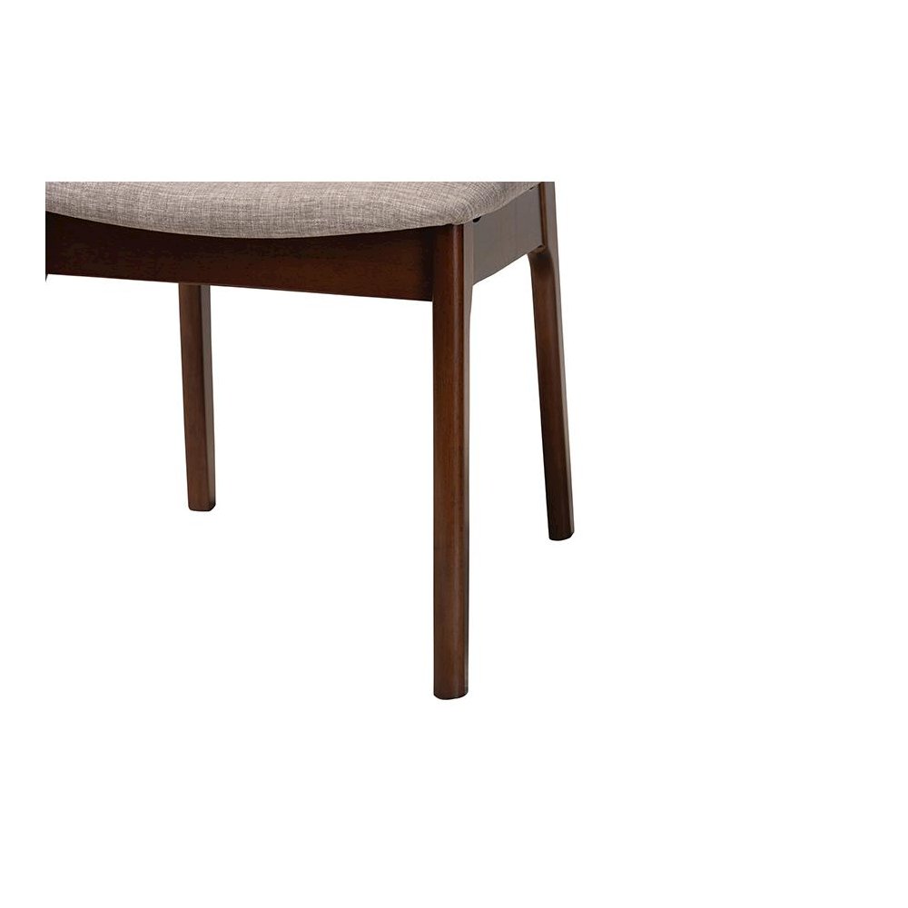 Grey Fabric and Walnut Brown Finished Wood 7-Piece Dining Set. Picture 6