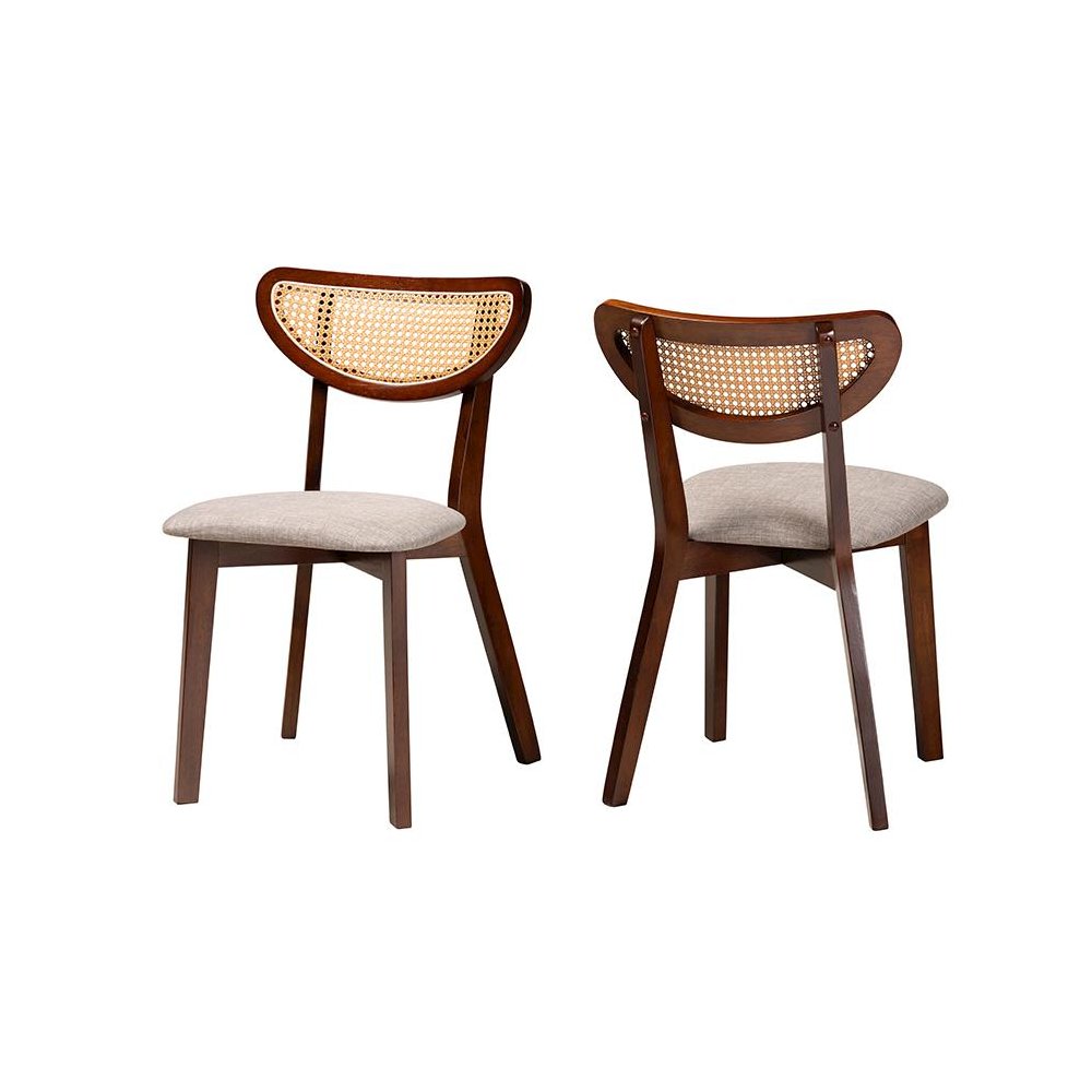 Grey Fabric and Walnut Brown Finished Wood Dining Chair. Picture 1