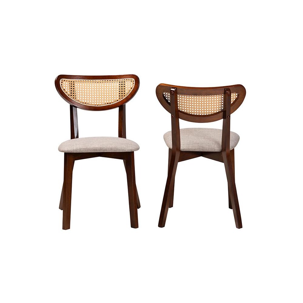 Grey Fabric and Walnut Brown Finished Wood Dining Chair. Picture 2