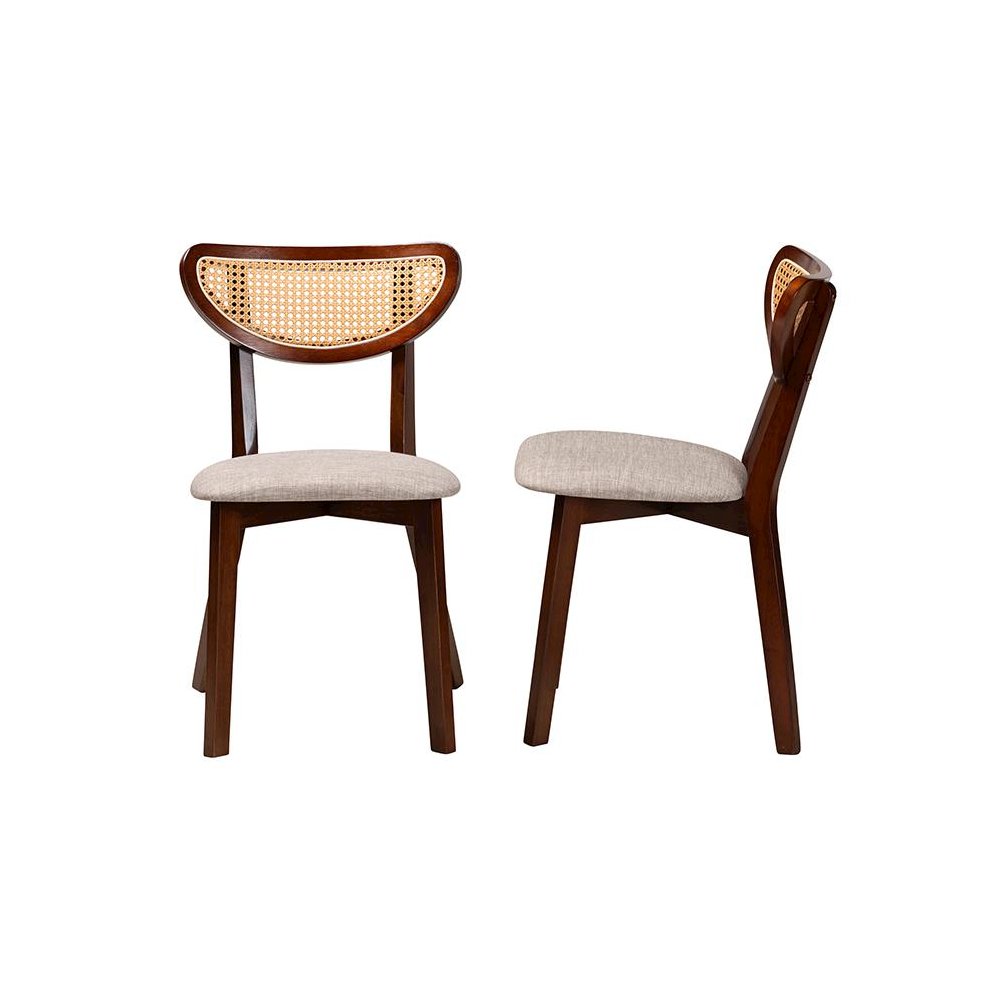 Grey Fabric and Walnut Brown Finished Wood Dining Chair. Picture 3