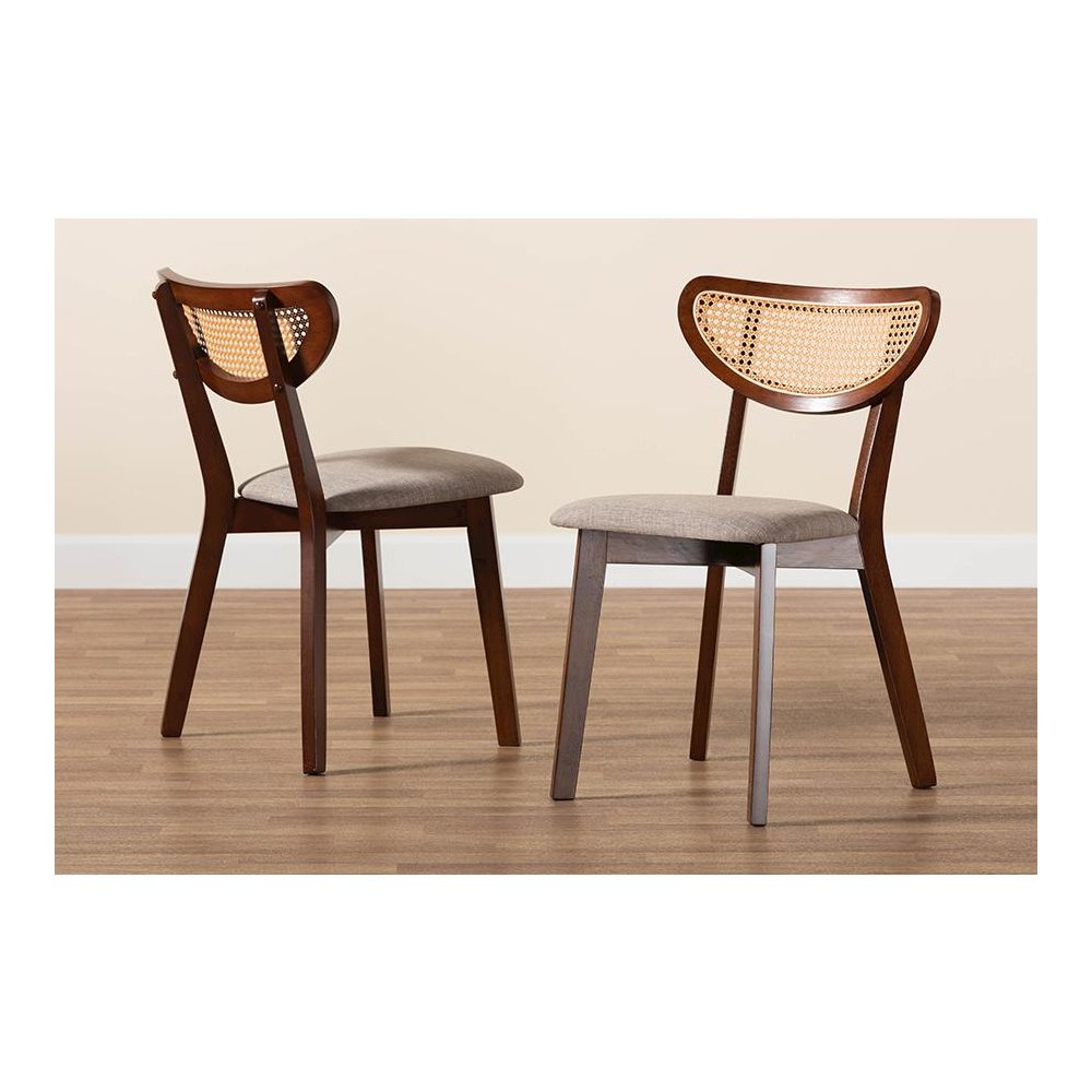 Grey Fabric and Walnut Brown Finished Wood Dining Chair. Picture 8