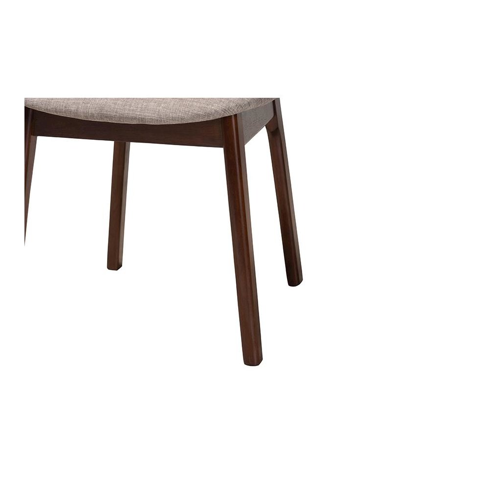 Grey Fabric and Walnut Brown Finished Wood 7-Piece Dining Set. Picture 6