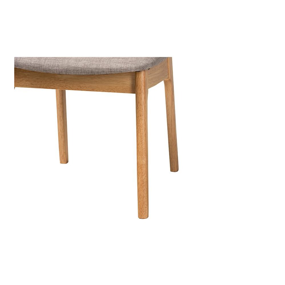 Grey Fabric and Ntural Oak Finished Wood 2-Piece Dining Chair Set. Picture 5