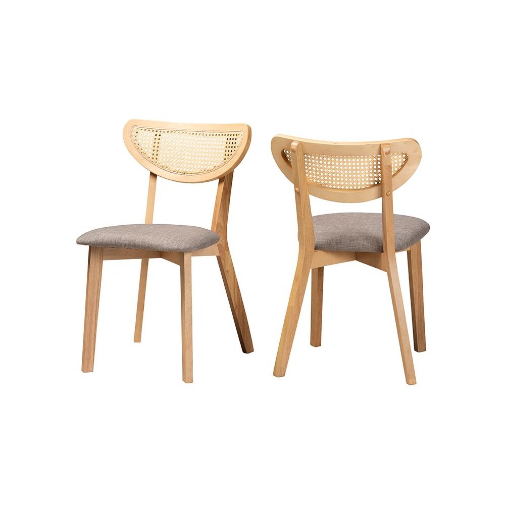 Grey Fabric and Natural Oak Finished Wood Dining Chair. Picture 1