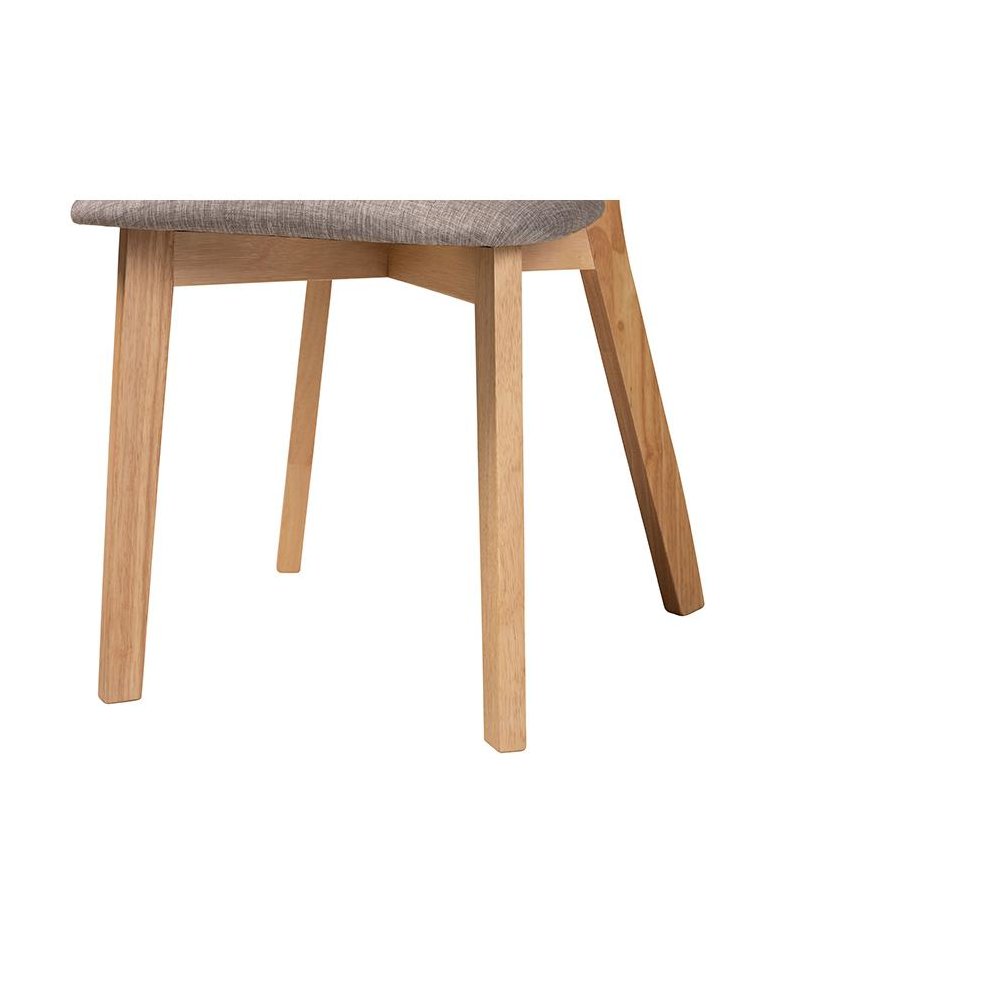 Grey Fabric and Natural Oak Finished Wood Dining Chair. Picture 5