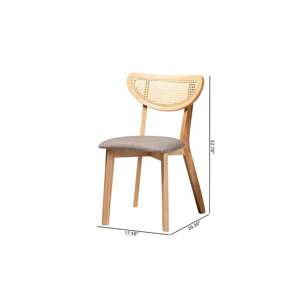 Grey Fabric and Natural Oak Finished Wood Dining Chair. Picture 9