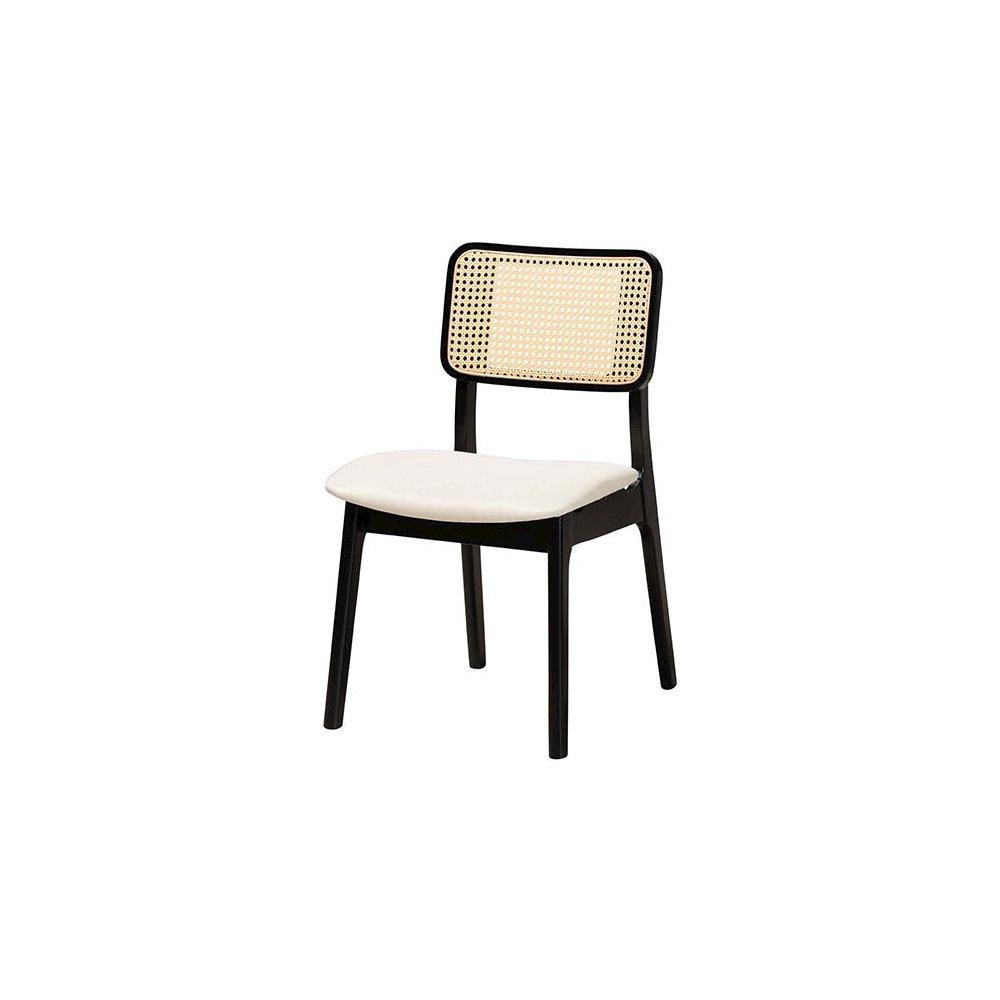 Cream Fabric and Black Finished Wood 5-Piece Dining Set. Picture 2