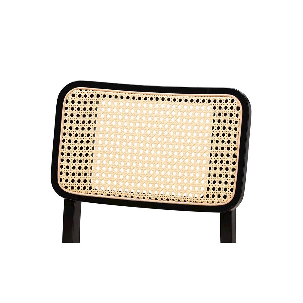 Cream Fabric and Black Finished Wood 2-Piece Dining Chair Set. Picture 4