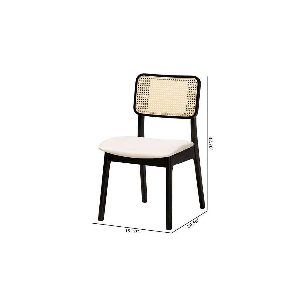 Cream Fabric and Black Finished Wood 2-Piece Dining Chair Set. Picture 9