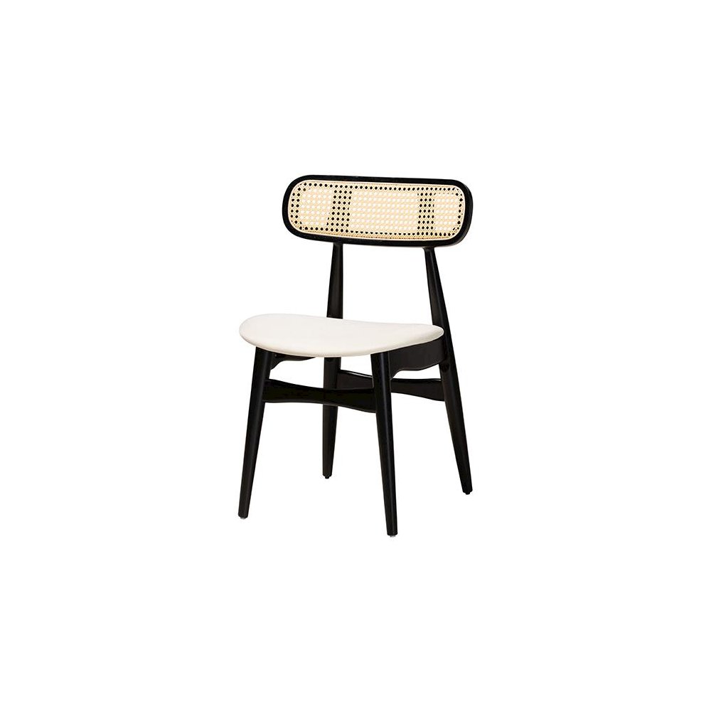 Cream Fabric and Black Finished Wood 5-Piece Dining Set. Picture 2