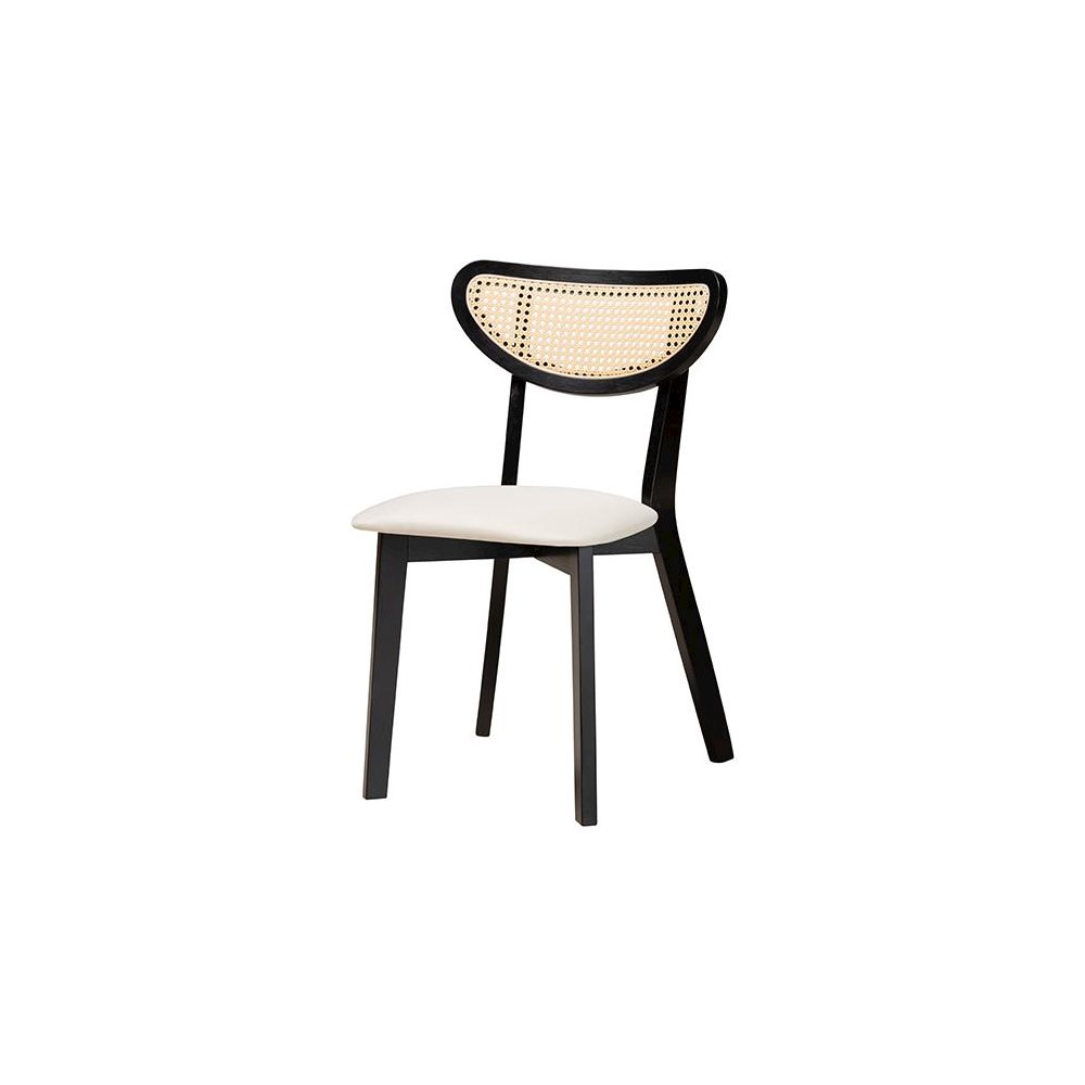 Cream Fabric and Black Finished Wood 5-Piece Dining Set. Picture 2