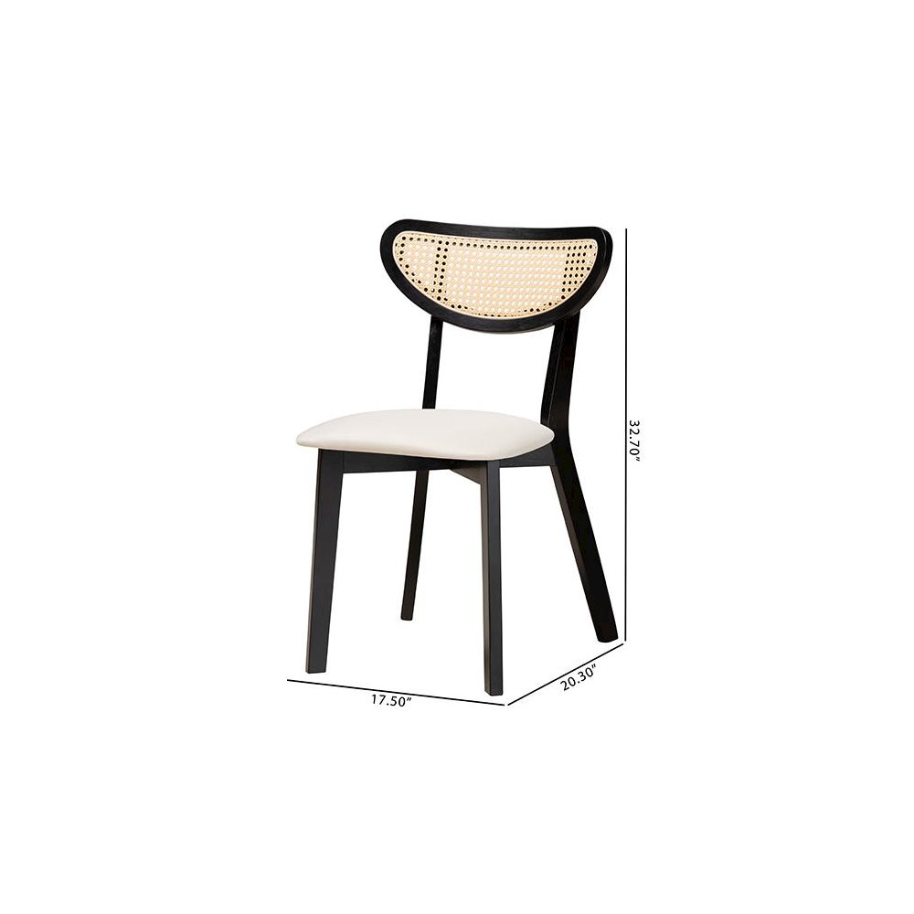 Dannell Mid-Century Modern Cream Fabric and Black Finished Wood Dining Chair. Picture 9