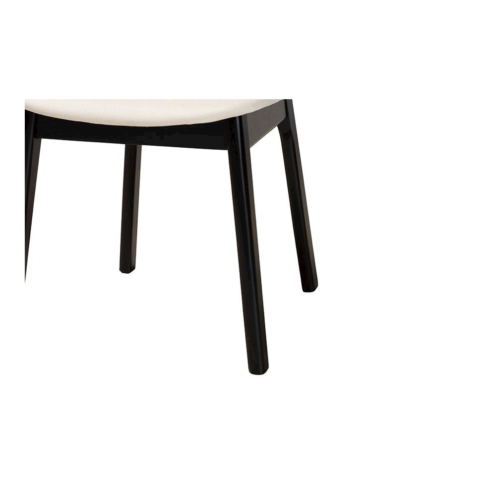 Cream Fabric and Black Finished Wood 2-Piece Dining Chair Set. Picture 5
