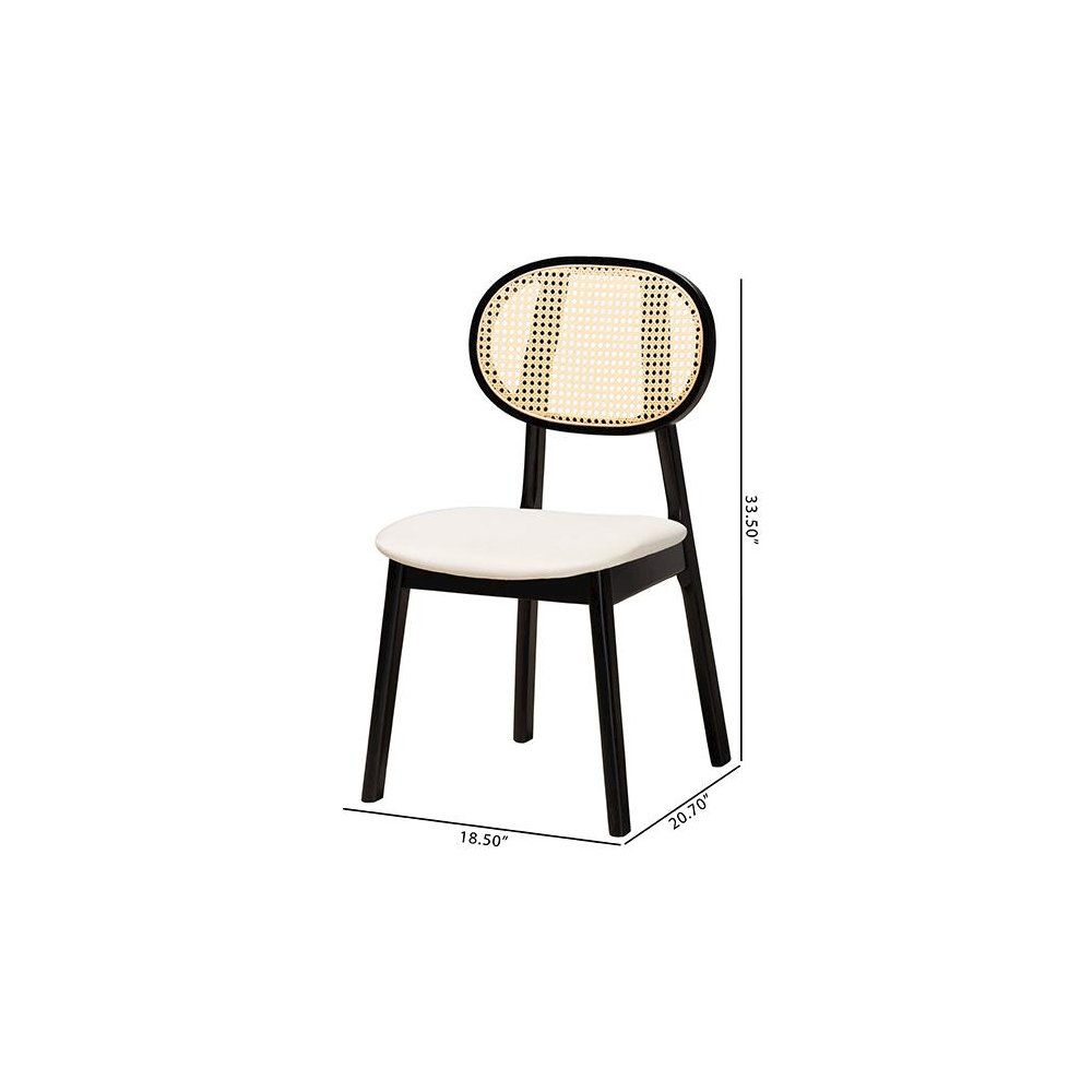Cream Fabric and Black Finished Wood 2-Piece Dining Chair Set. Picture 9