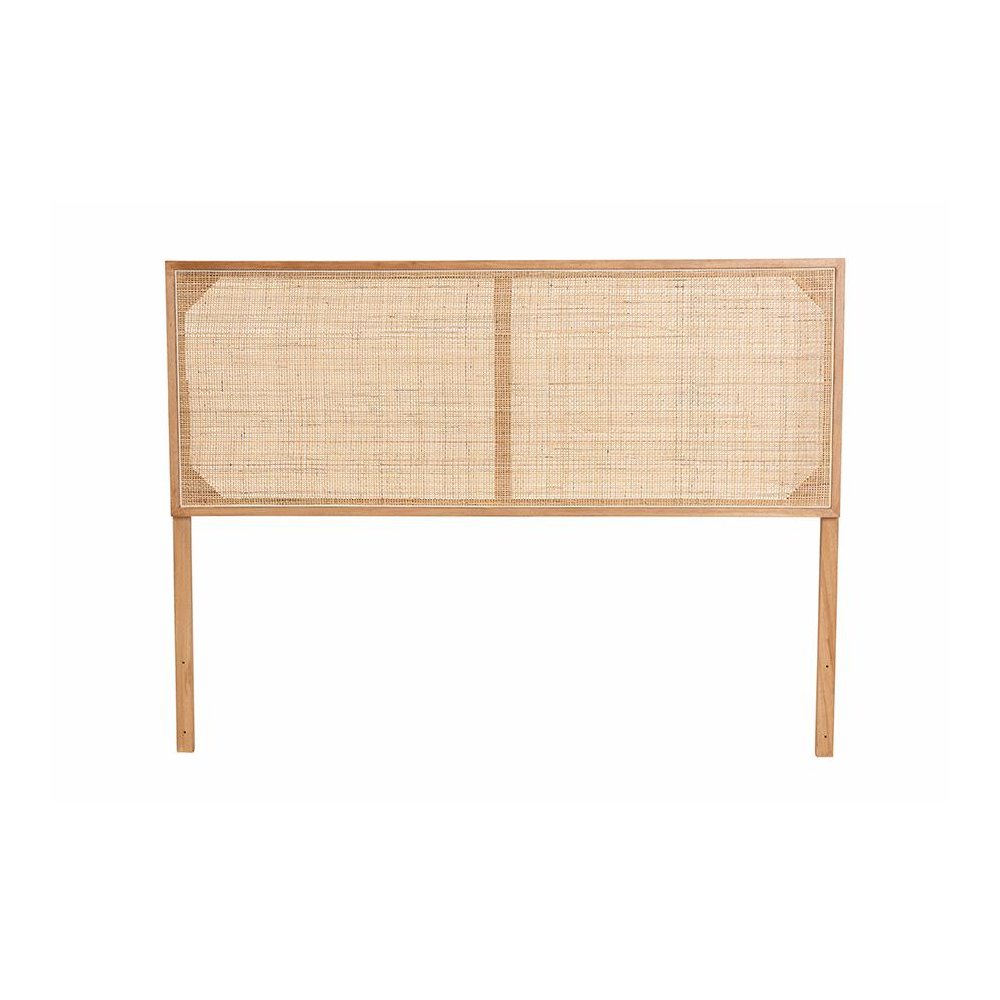 Bohemian Natural Brown Finished Bayur Wood and Rattan Queen Size Headboard. Picture 2