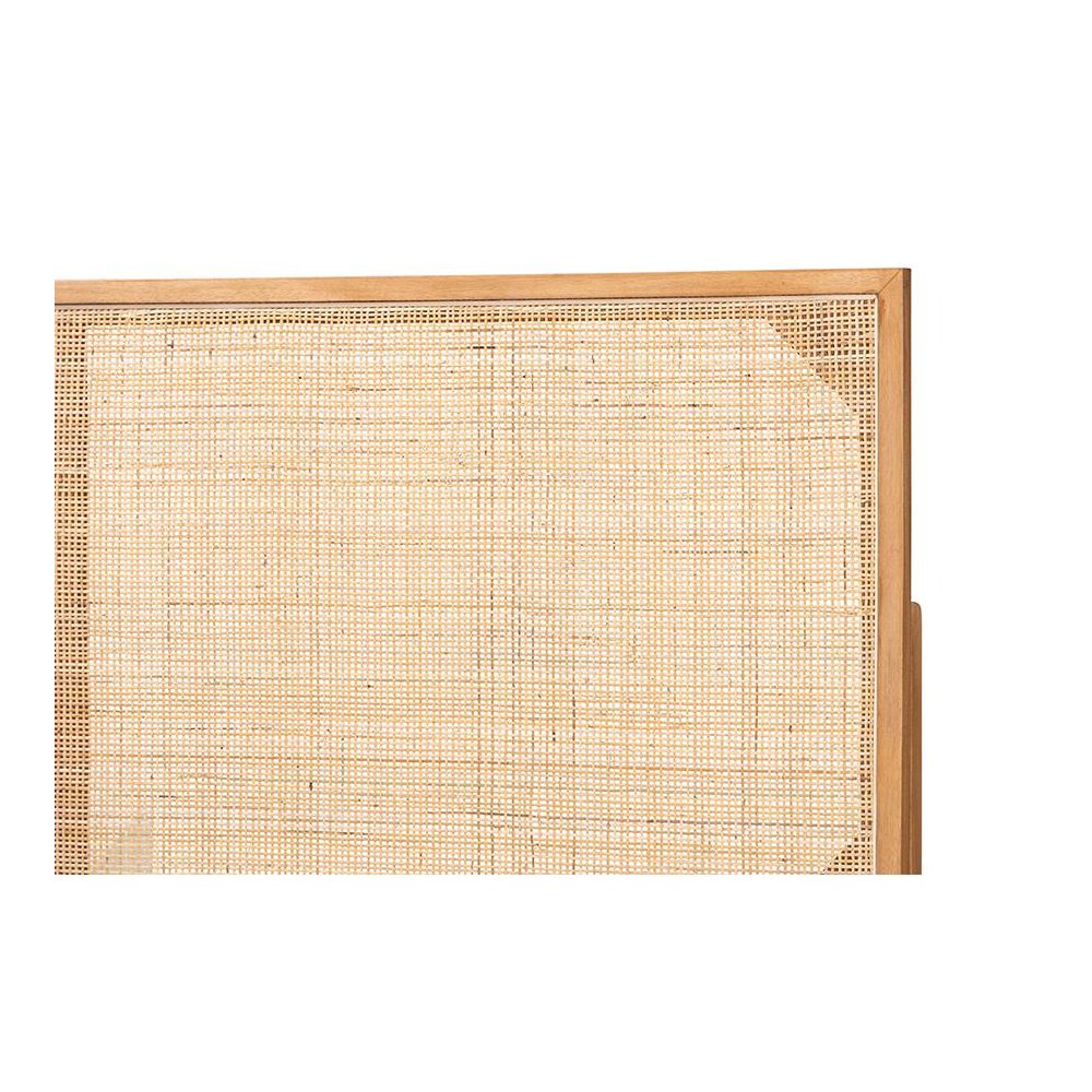 Bohemian Natural Brown Finished Bayur Wood and Rattan Queen Size Headboard. Picture 3