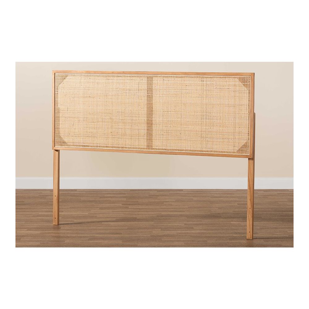 Bohemian Natural Brown Finished Bayur Wood and Rattan Queen Size Headboard. Picture 6