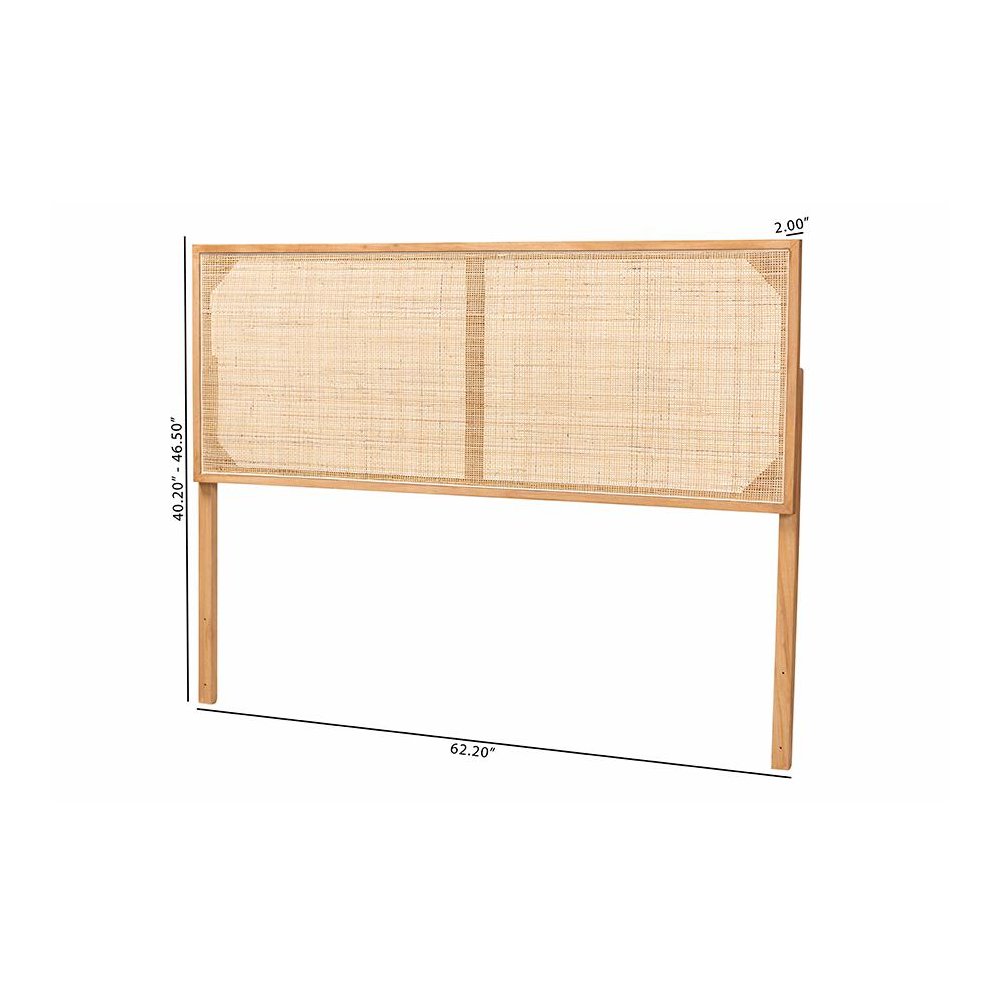 Bohemian Natural Brown Finished Bayur Wood and Rattan Queen Size Headboard. Picture 7