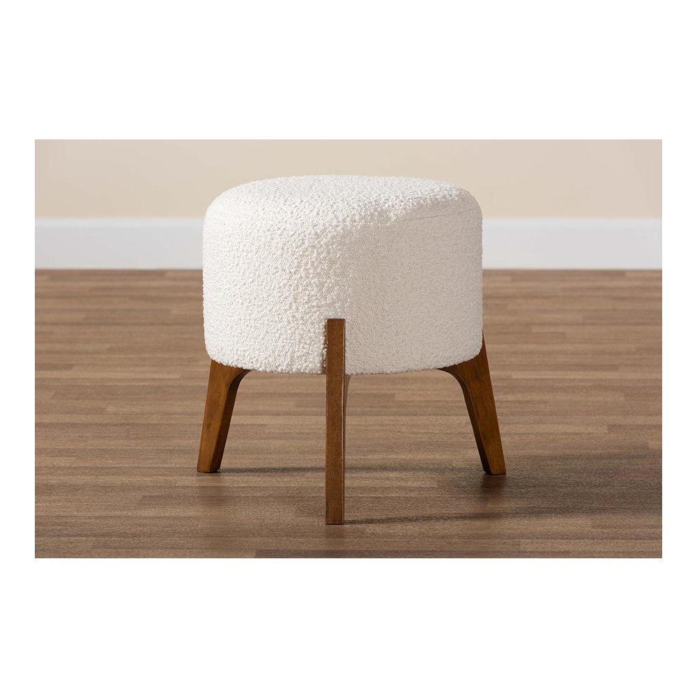 Walnut Brown Finished Wood Ottoman Footstool. Picture 7