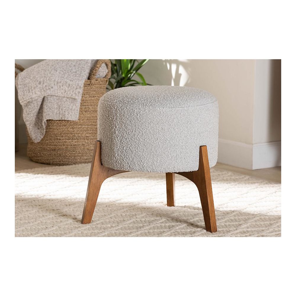 Walnut Brown Finished Wood Ottoman Footstool. Picture 6