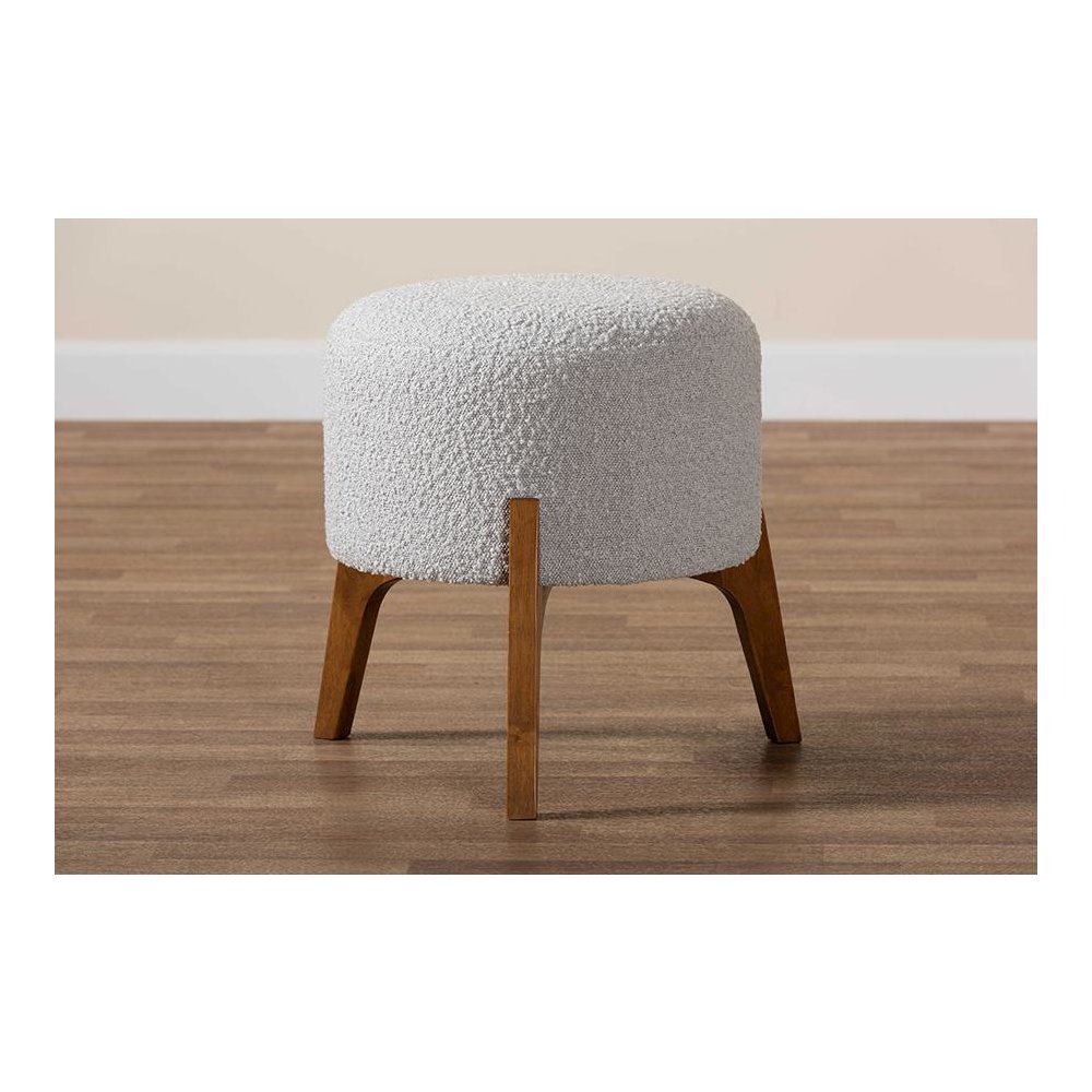 Walnut Brown Finished Wood Ottoman Footstool. Picture 7