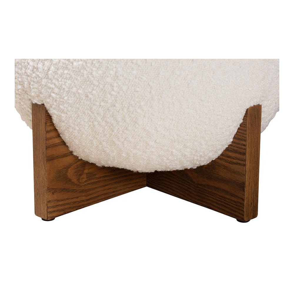 Walnut Brown Finished Wood Ottoman Footstool. Picture 3