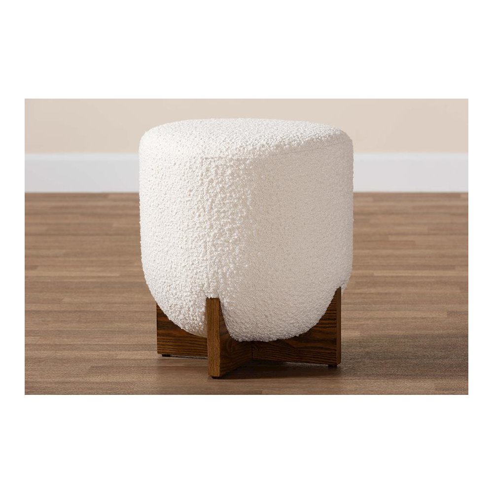 Walnut Brown Finished Wood Ottoman Footstool. Picture 7