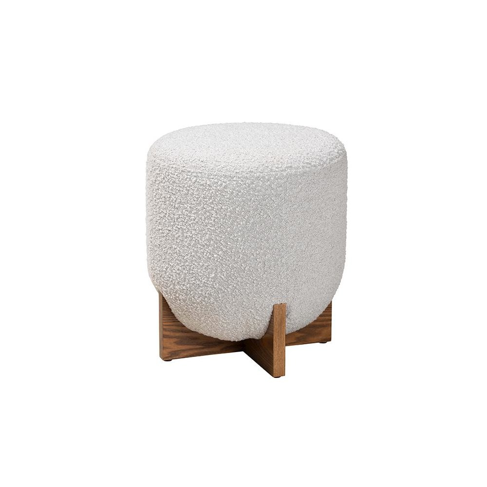 Walnut Brown Finished Wood Ottoman Footstool. Picture 1