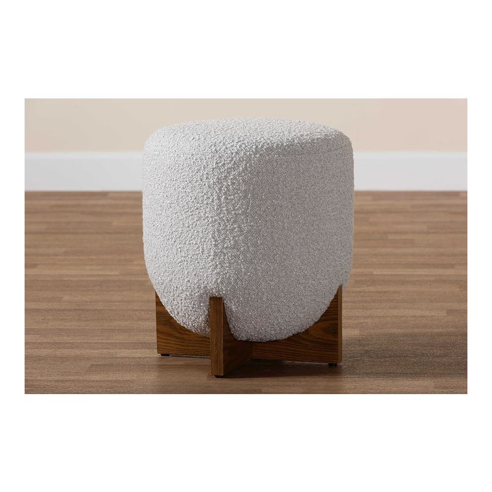 Walnut Brown Finished Wood Ottoman Footstool. Picture 7