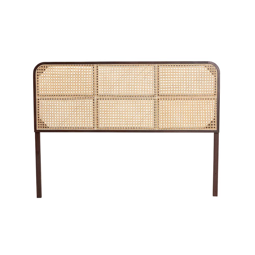 Lainer Modern Bohemian Dark Brown Finished Bayur Wood and Natural Bamboo Headboard. Picture 2
