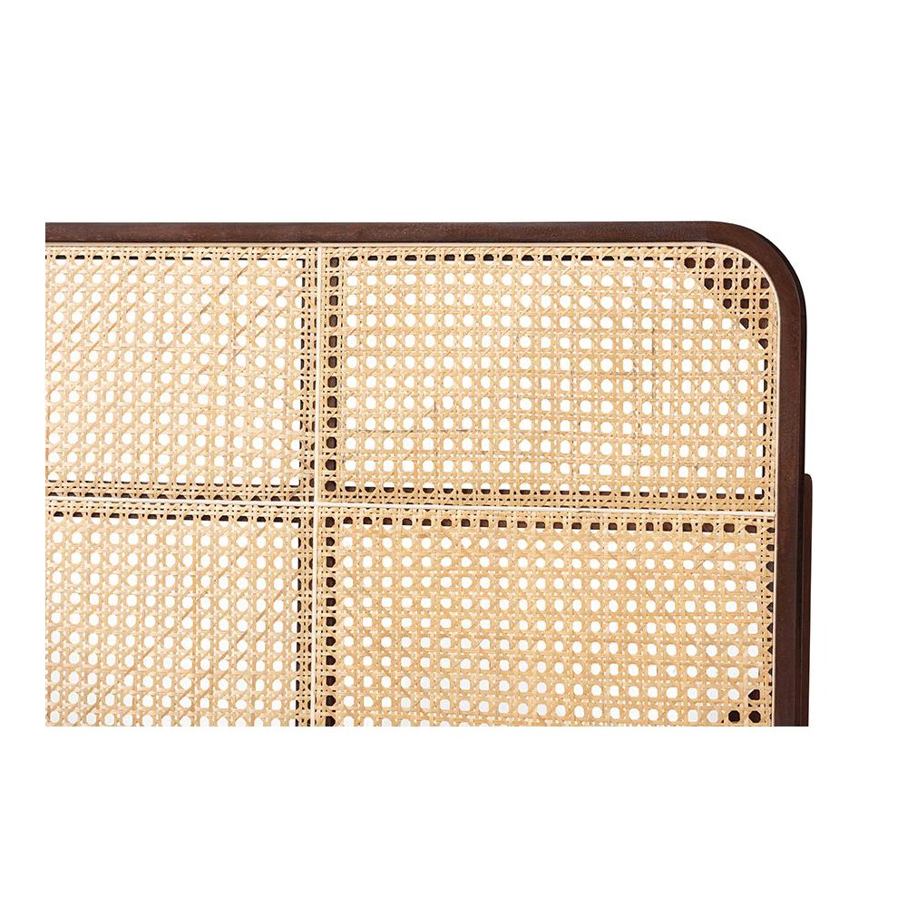 Lainer Modern Bohemian Dark Brown Finished Bayur Wood and Natural Bamboo Headboard. Picture 3