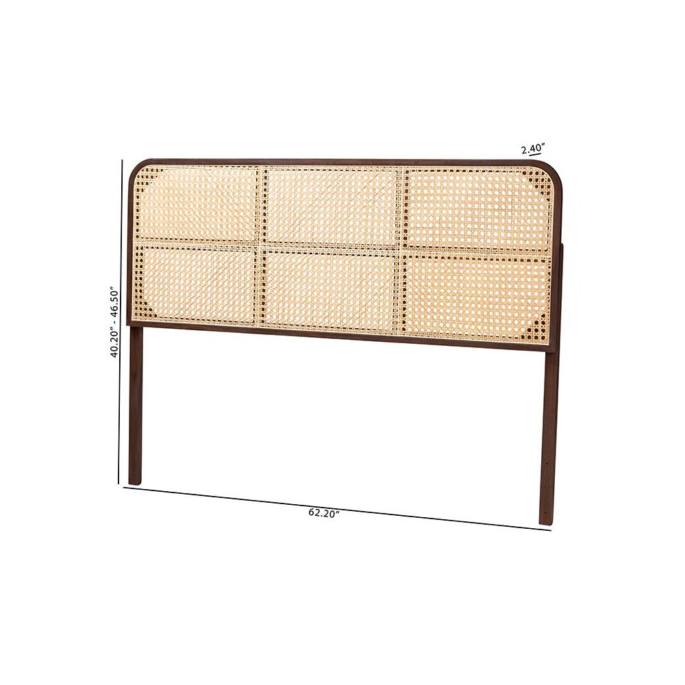 Lainer Modern Bohemian Dark Brown Finished Bayur Wood and Natural Bamboo Headboard. Picture 7