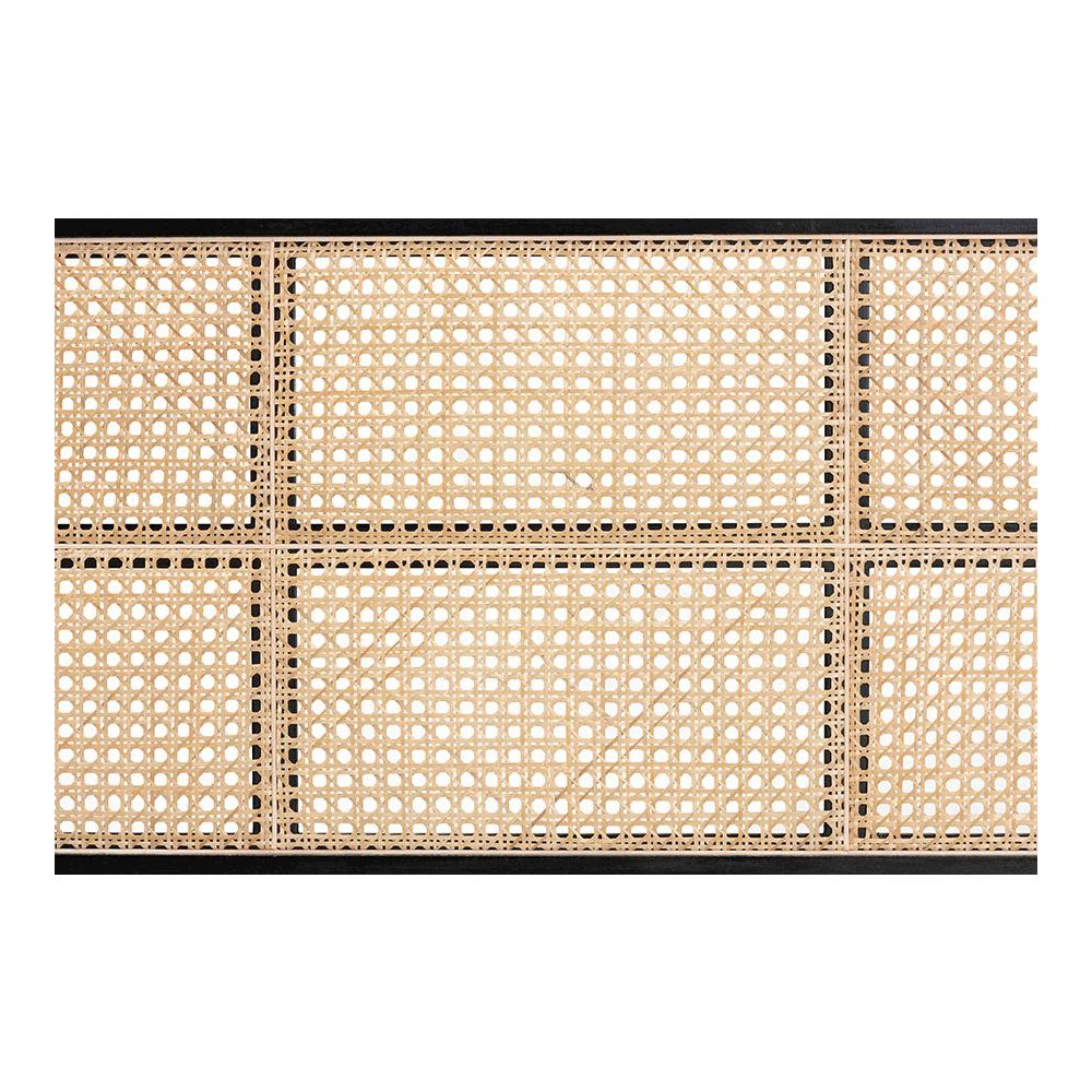 Lainer Modern Bohemian Black Finished Bayur Wood and Natural Bamboo Headboard. Picture 4