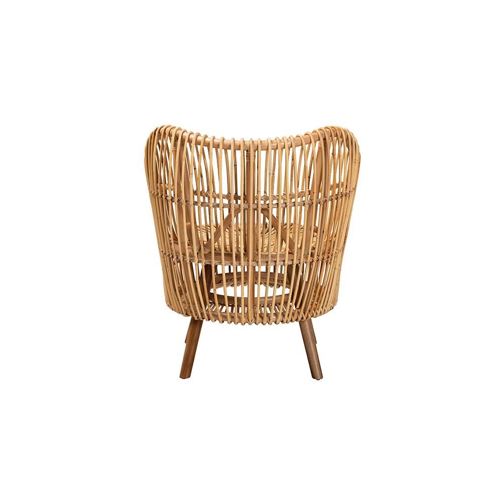 bali & pari Nagoya Modern Bohemian Natural Rattan Wide Seat Lounge Chair. Picture 4