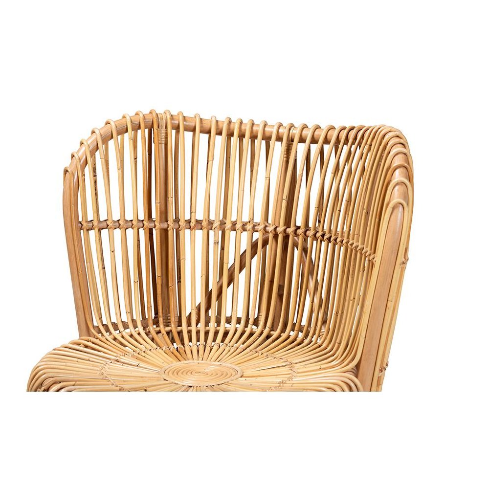 bali & pari Nagoya Modern Bohemian Natural Rattan Wide Seat Lounge Chair. Picture 5