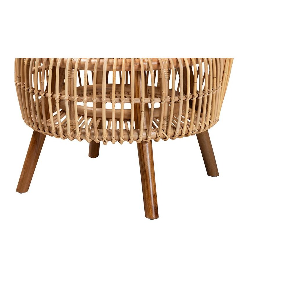 bali & pari Nagoya Modern Bohemian Natural Rattan Wide Seat Lounge Chair. Picture 6