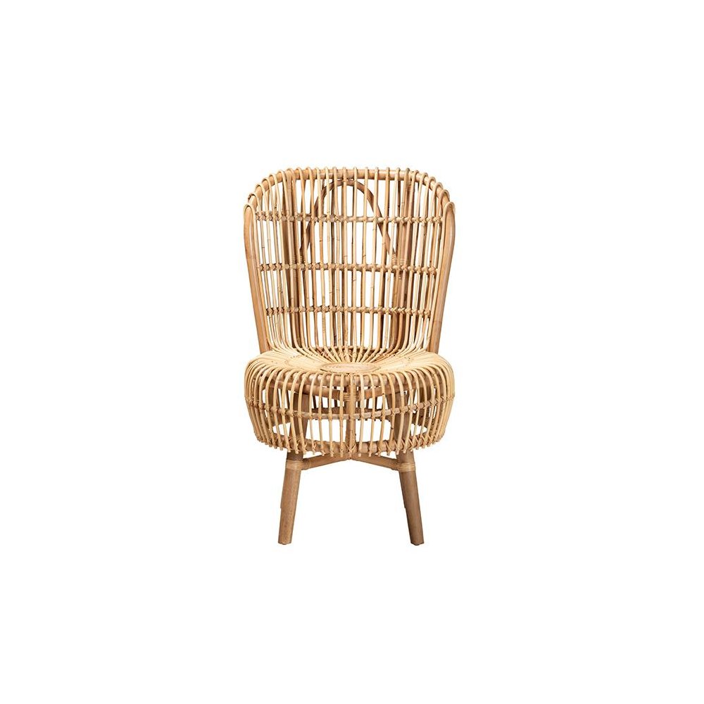 bali & pari Nagoya Modern Bohemian Natural Rattan Tall Lounge Chair. Picture 2